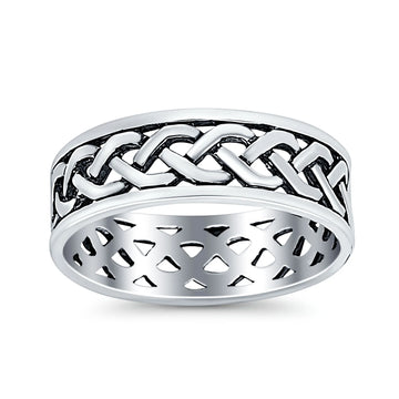 Celtic Ring Oxidized Band Solid 925 Sterling Silver Thumb Ring (8mm)